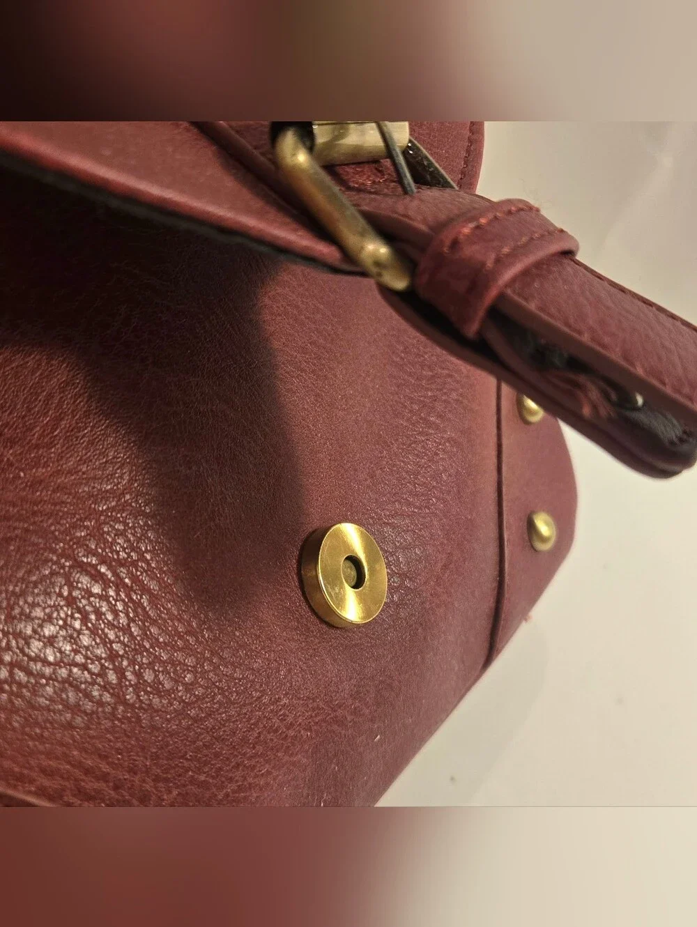 Harry Potter Hogwarts School Crest Maroon Faux Leather Backpack Bag Pockets NWOT